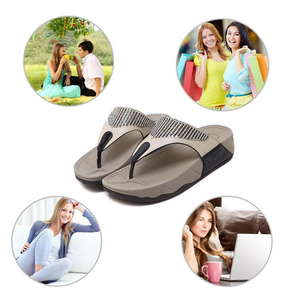 Blaudonau- Diamantbesetzte Flip-Flops mit mittelhohem Absatz