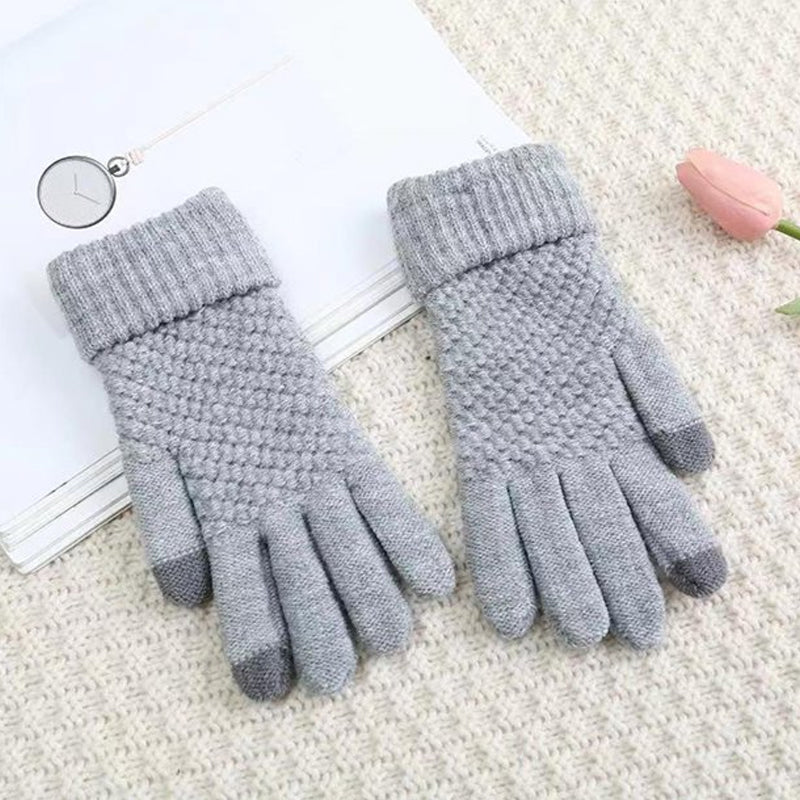 Blaudonau- Milduall Strickhandschuhe Bildschirmberührbare Verdickte Winterhandschuhe