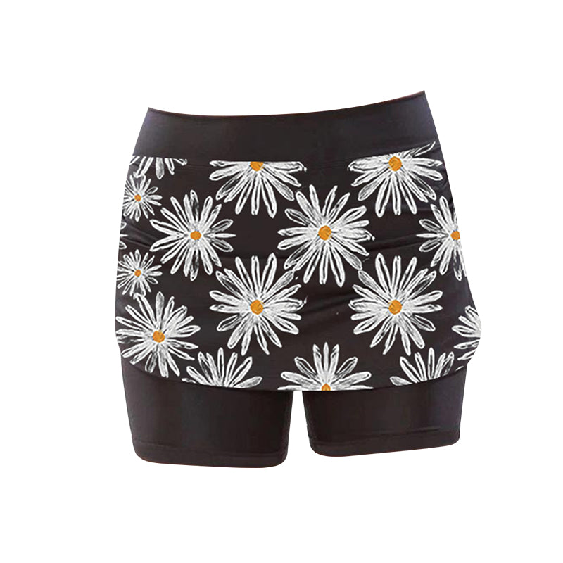 Blaudonau- Mittelhohe Jogginghose mit Gänseblümchen-Print für Damen mit Seitentaschen