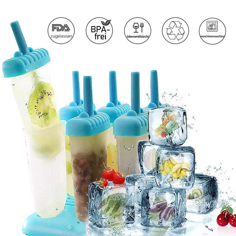 Blaudonau- Wiederverwendbare 6 Zellen DIY Frozen Ice Cream Pop Lolly Formen