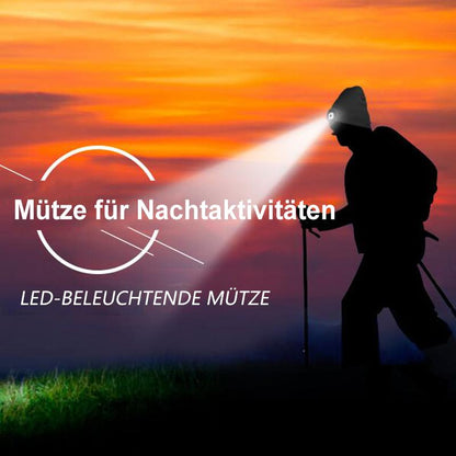 Blaudonau- Abziehbar LED Stirnlampe Beanie Mütze