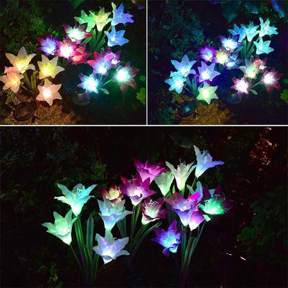 Blaudonau- Solarbetriebene LED-Blume, Solar Garten Stake Lichter