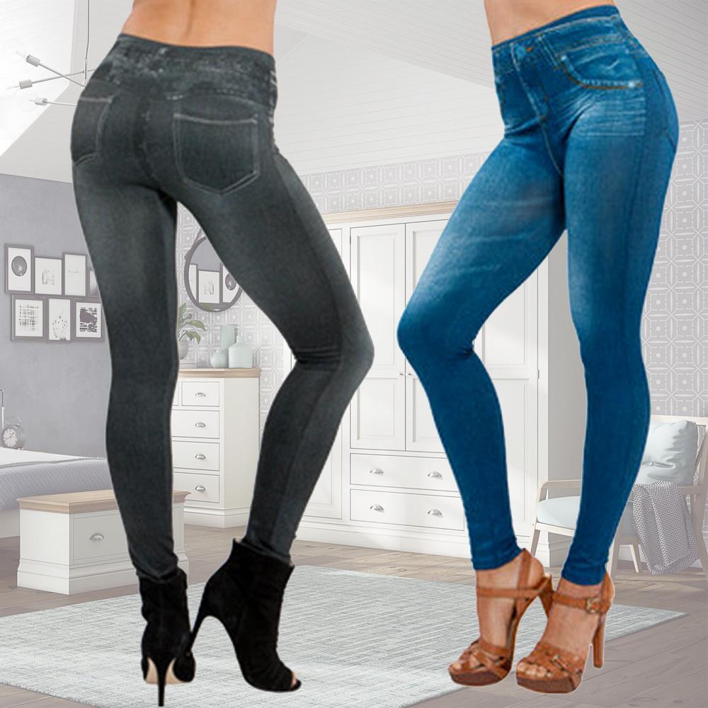 Blaudonau- Elastische Slimming Jeans-Leggings