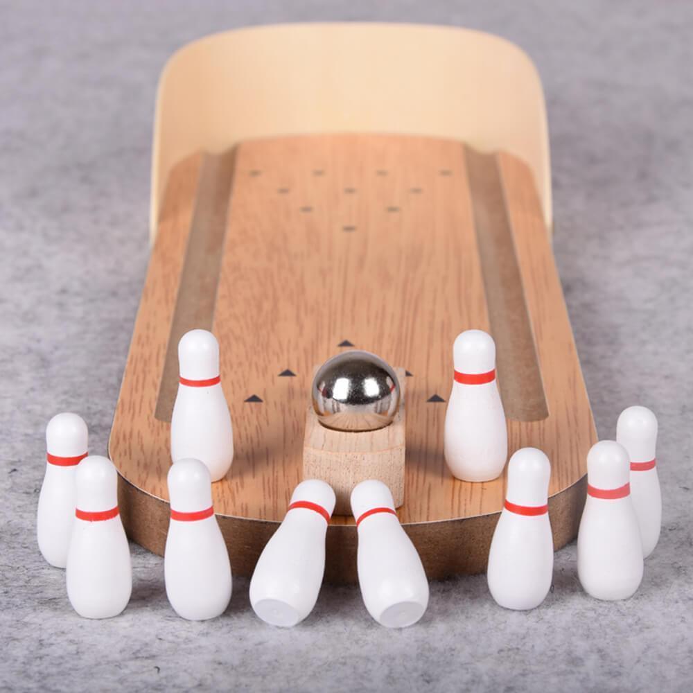 Blaudonau- Zuhause Holz Mini Bowling Spiel Set