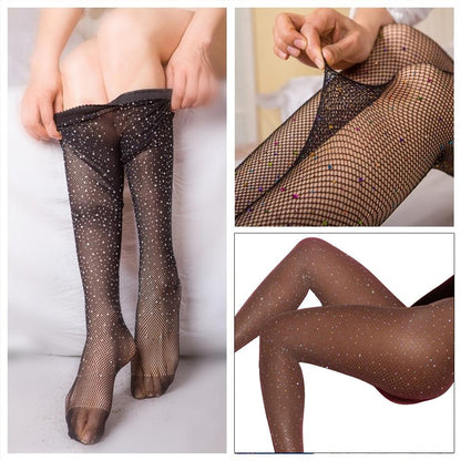 Blaudonau- Blingbling Strass Netzstrumpfhose mit Diamant