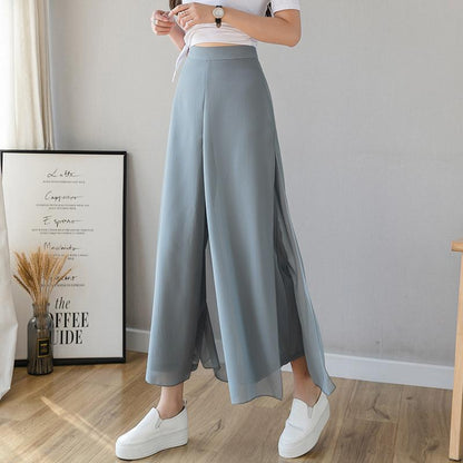 Blaudonau- Chiffon Eisseide Hose mit weitem Bein