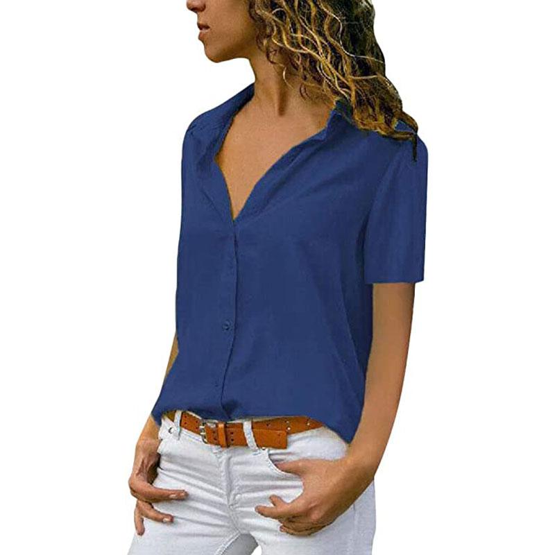 Blaudonau- Damen Lässiges Chiffon-Volltonfarben-T-Shirt Schwarzblau