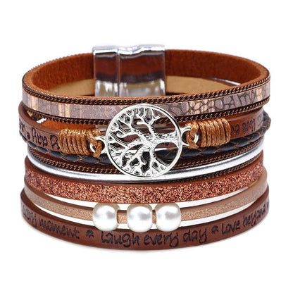 Blaudonau- Baum des Lebens Multi-Ring-Armband mit Perlen