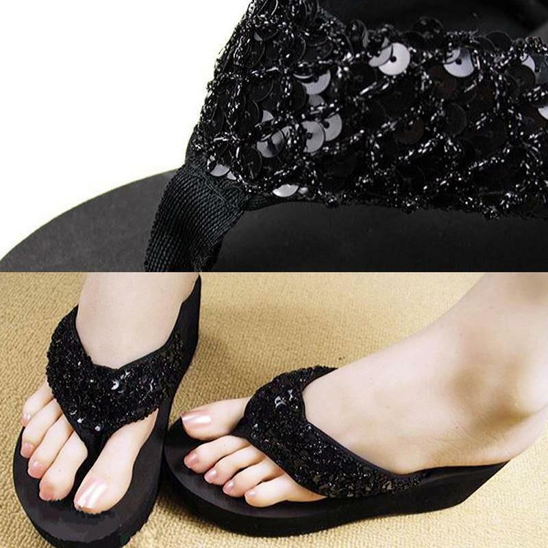 Blaudonau- Die neuesten Sommer-Pailletten der Frauen 2018 rutschfeste Sandalen Slipper Flip-Flops für Indoor Outdoor