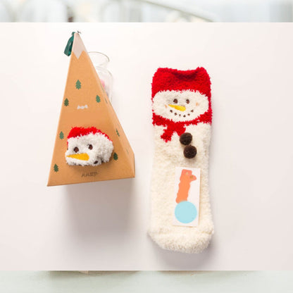 Blaudonau- Weihnachtsgeschenkbox – süße Plüschsocken（4 Paare）