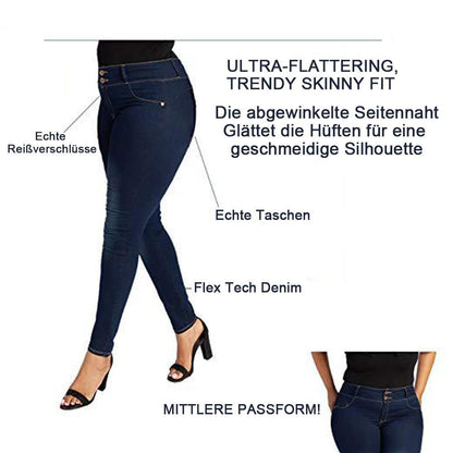 Blaudonau- Elastische Jeanshose mit hoher Taille