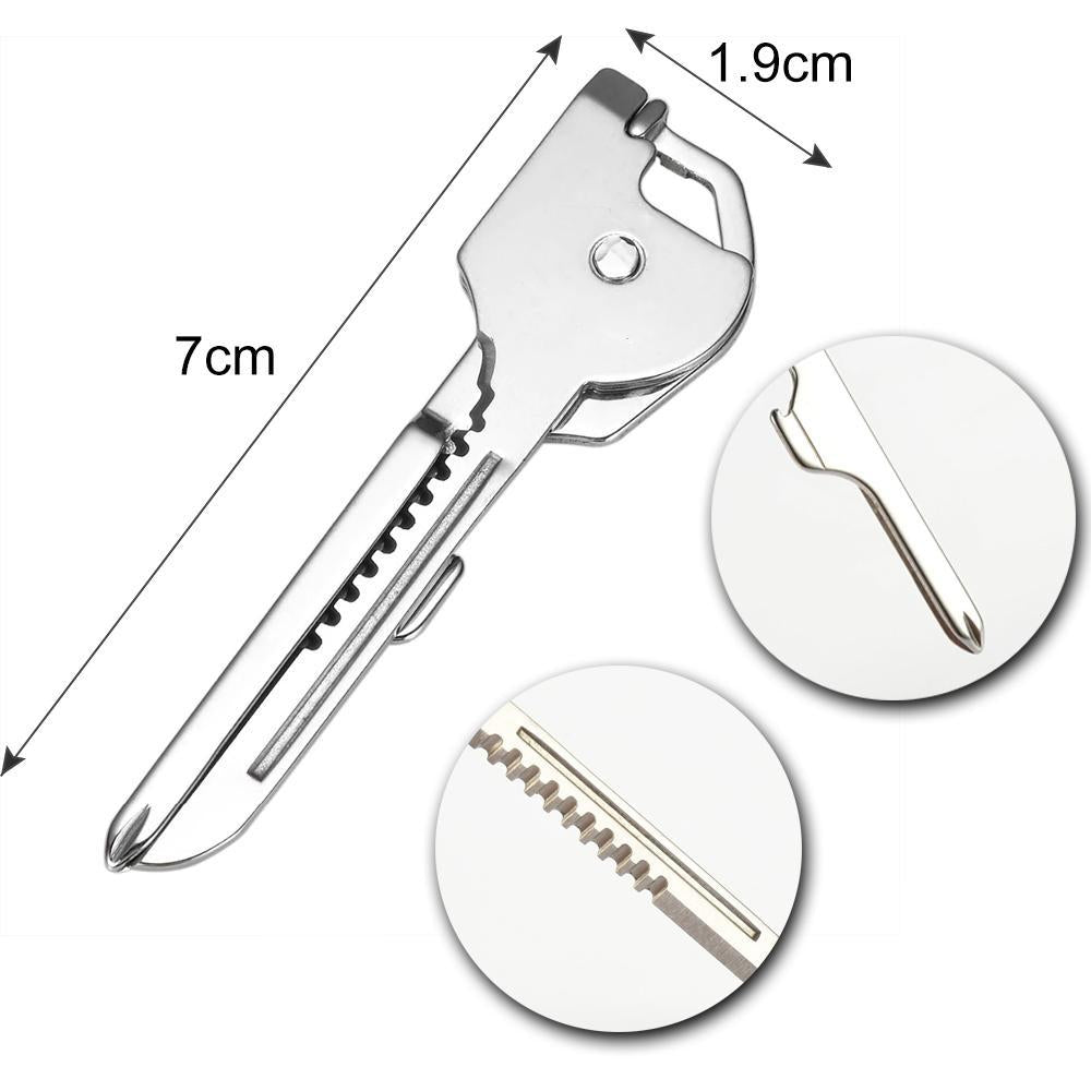 Blaudonau- 6-in-1-Schlüsselring Multifunktionswerkzeug Mini-Multitool-Schlüsselanhänger Pocket Edelstahl-Klappbar Swiss Tech Einfacher Flaschenöffner-Schlüsselanhänger