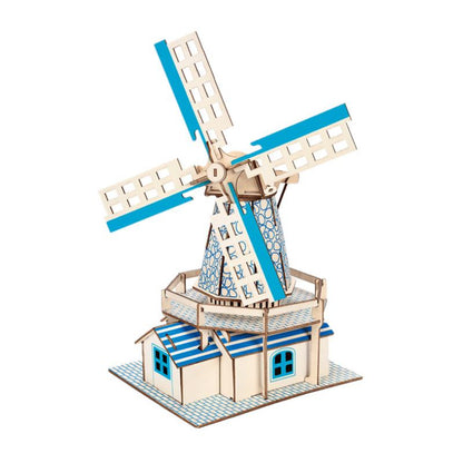 Blaudonau- Dreidimensionales Holzpuzzle Niederländische Windmühle