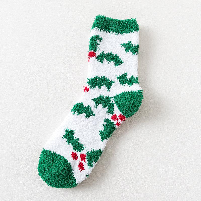 Blaudonau- Frauen Weihnachten Plüsch Socken grüner Weihnachtsbaum