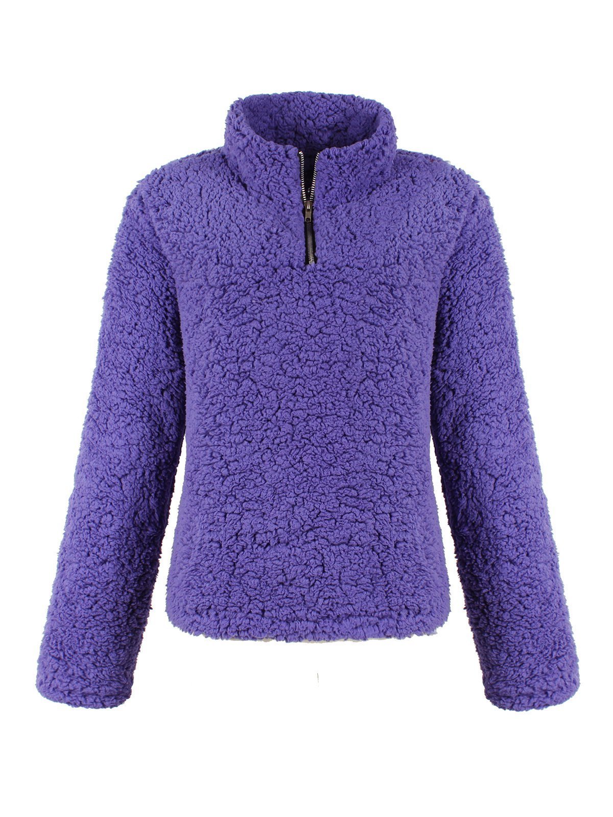 Blaudonau- Zipper Kragen Kunstpelz Teddy Pullover LILA