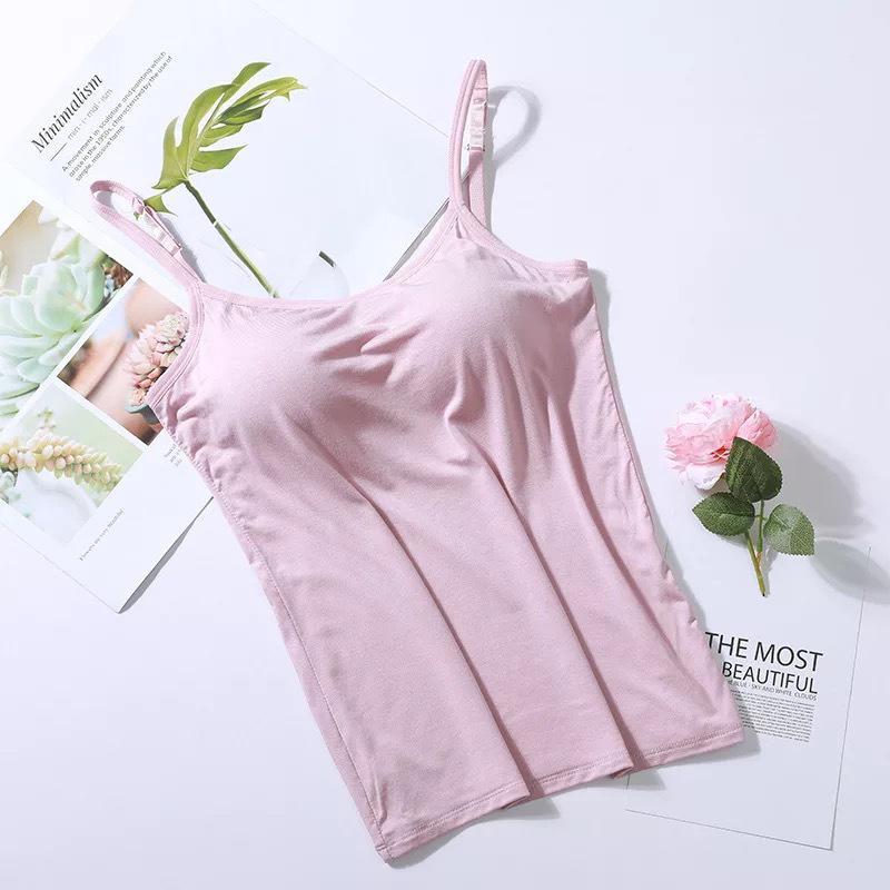 Blaudonau- BH Cami Tank mit integriertem BH Rosa