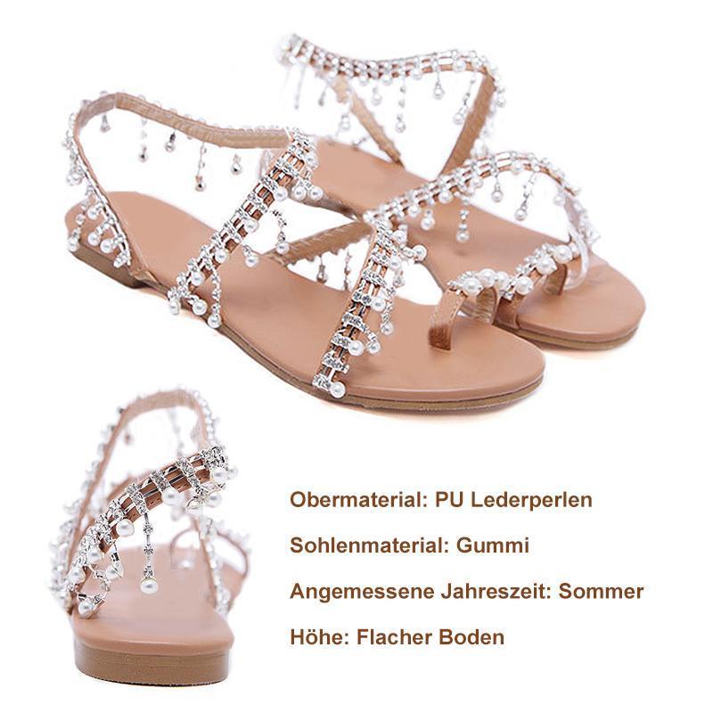 Blaudonau- Mode Frauen Perlen Sandalen Schuhe