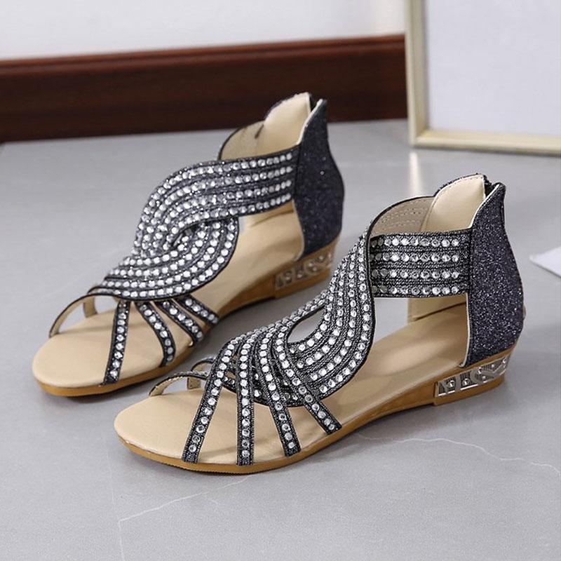 Blaudonau- Frau Sommer Strass Sandalen