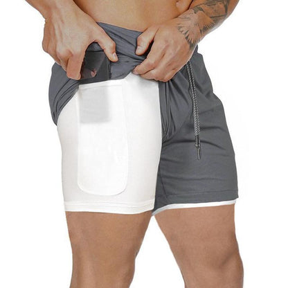 Blaudonau- 2-in-1-Fitness-Turnhose mit sicherer Tasche ( Shorts & Verkürzte Hose)