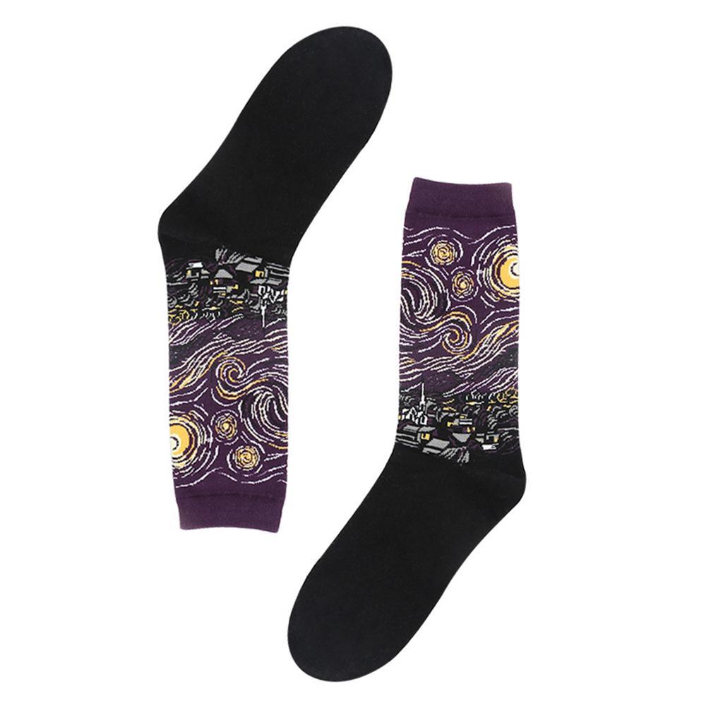 Blaudonau- Klassische Kunst Socken, Unisex Lila Sternenhimmel