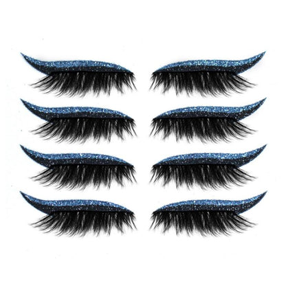 Blaudonau- Wiederverwendbare Eyeliner und Wimpernaufkleber Blau 4 PAAR