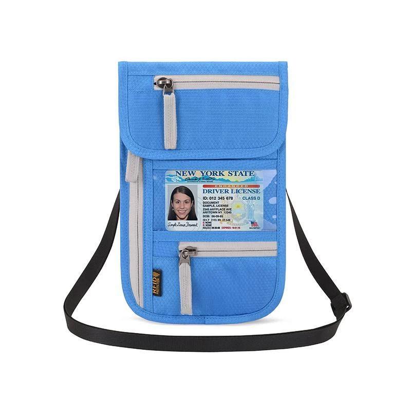 Blaudonau- Reisebrieftasche mit RFID-Blockierung Blau