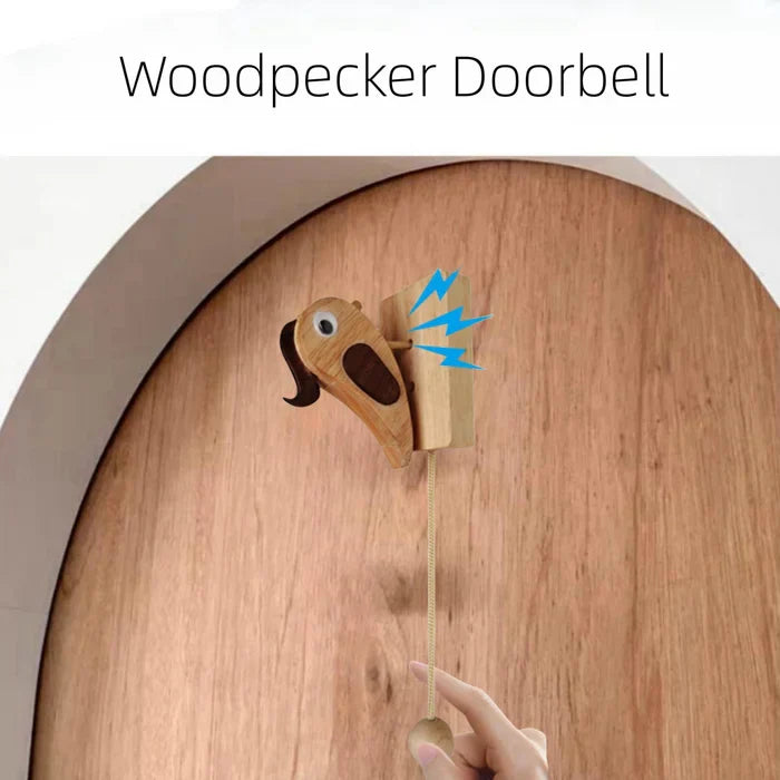 Blaudonau- Wooden Handmade Creative Woodpecker Door Bell