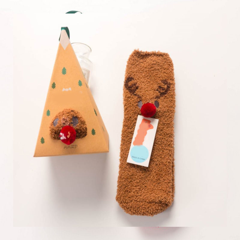 Blaudonau- Weihnachtsgeschenkbox – süße Plüschsocken（4 Paare） Q