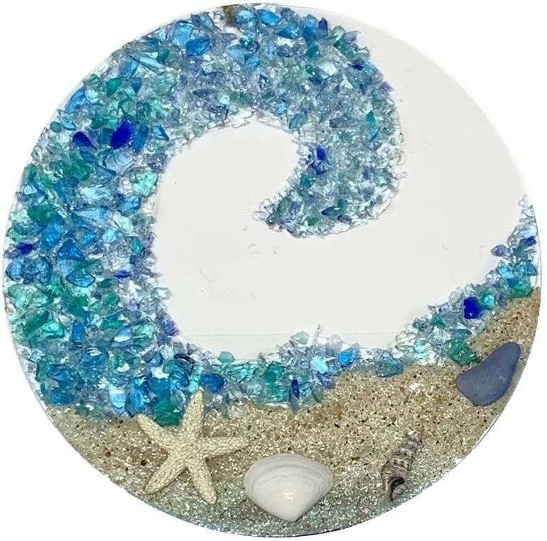 Blaudonau- Meeresglas-Sonnenfänger – Ocean Crashing Wave Strandornament