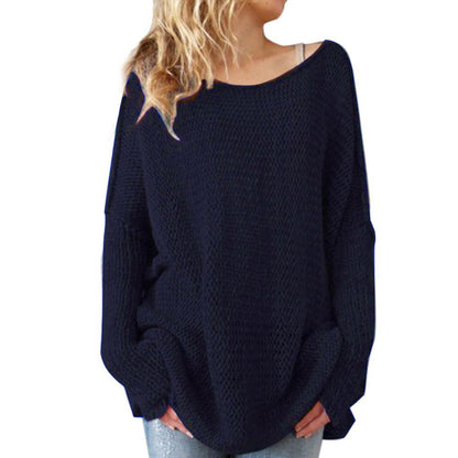 Blaudonau- Frauen lose Pullover DUNKELBLAU