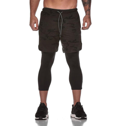 Blaudonau- 2-in-1-Fitness-Turnhose mit sicherer Tasche ( Shorts & Verkürzte Hose)