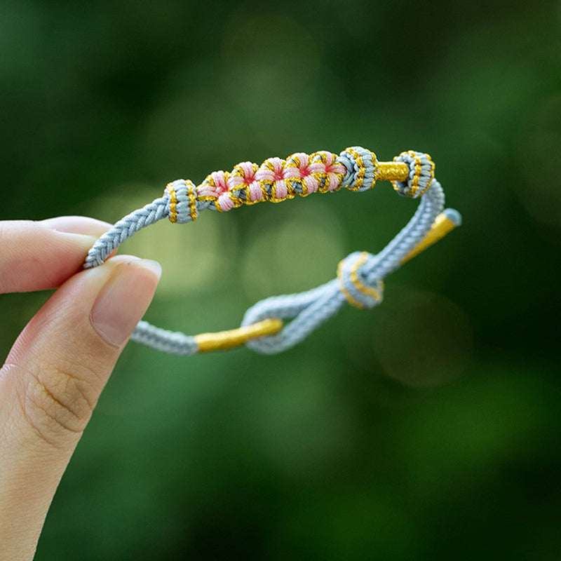 Blaudonau- Pfirsichblüten Knoten Armband