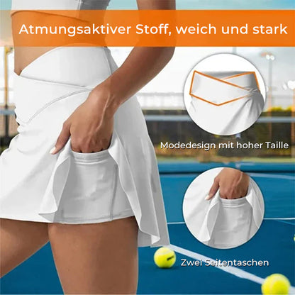 Blaudonau- Modische, schnell trocknende Tennishosenröcke für Damen mit Taschen