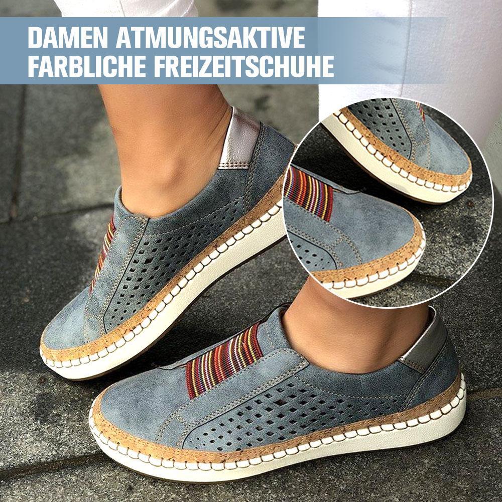 Blaudonau- Damen Lässige Turnschuhe mit runder Kappe weiß