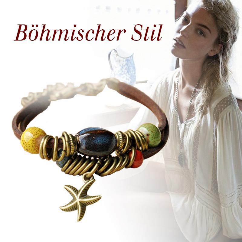 Blaudonau- Unisex Vintage Porzellan Charm mehrschichtiges verstellbares Armband