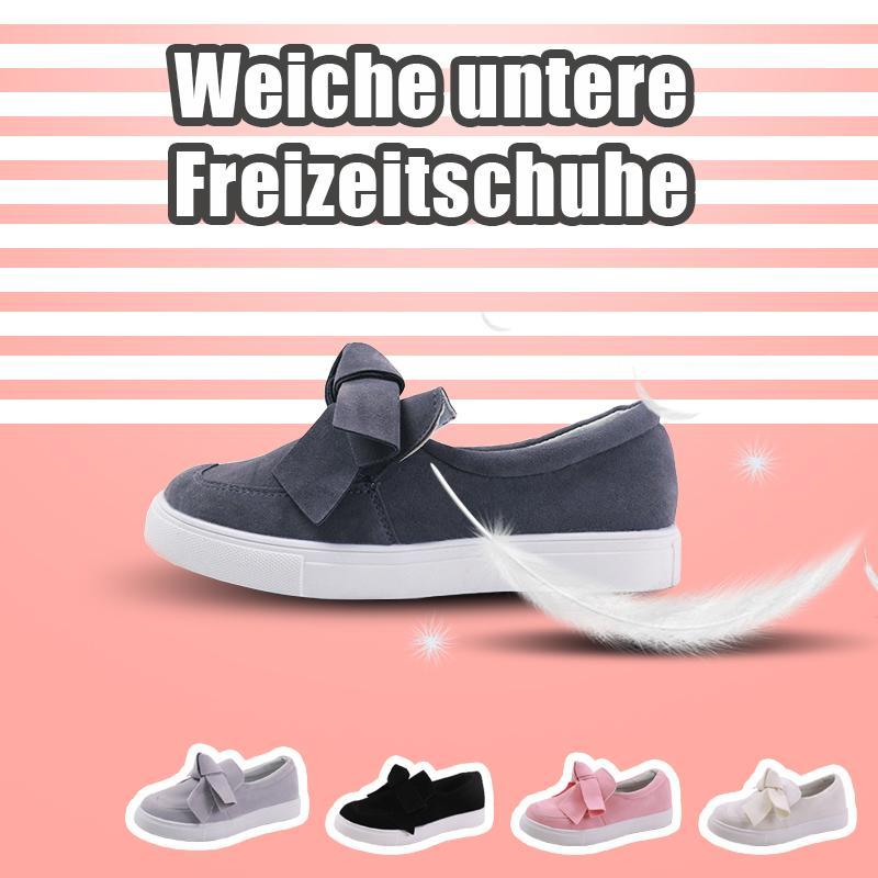 Blaudonau- Flache Schuhe der Frauen-Bogen-Segeltuch