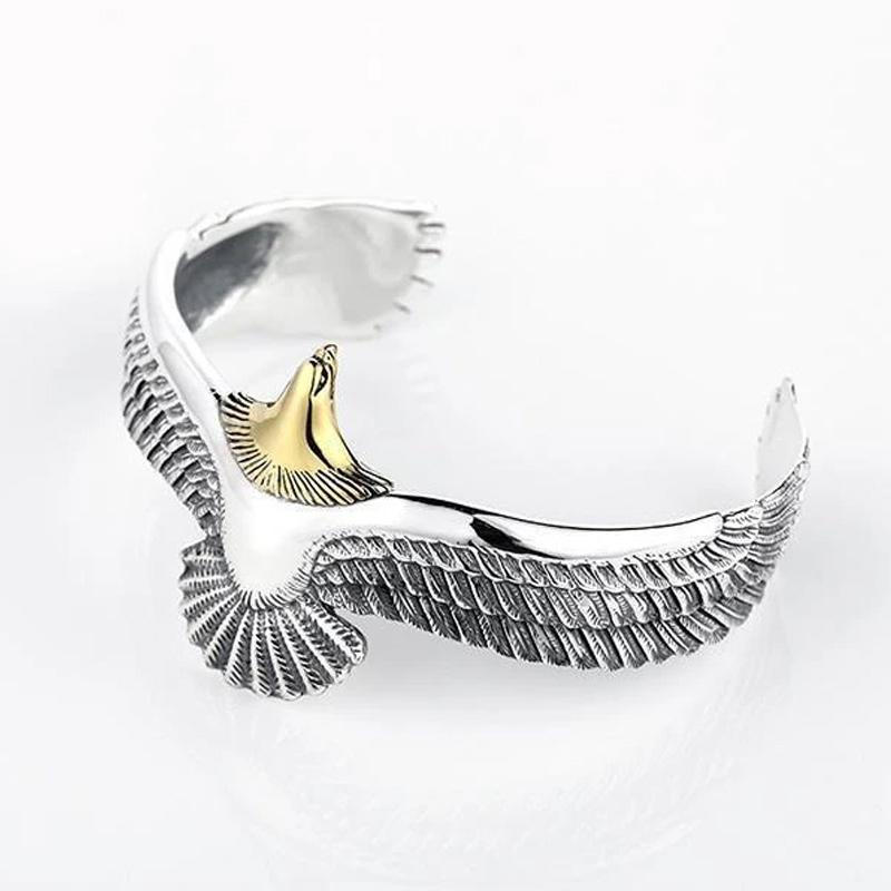 Blaudonau- Silber Adler Manschette Armband Gold