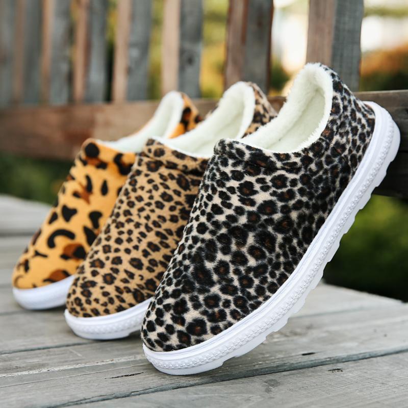 Blaudonau- Unisex Leopard Flache Baumwollschuhe, bequeme Hausschuhe