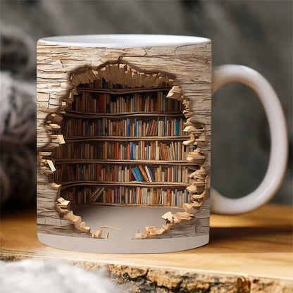 Blaudonau- 3D-Bücherregal-Tasse B