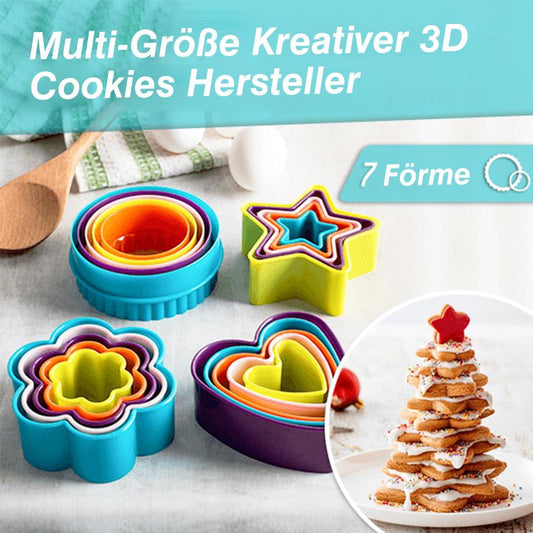 Blaudonau- Multi-Größe Kreativer 3D Cookies Hersteller, 5- Set