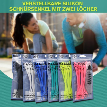 Blaudonau- Verstellbare Silikon- Schnürsenkel mit zwei Löcher, 14pcs