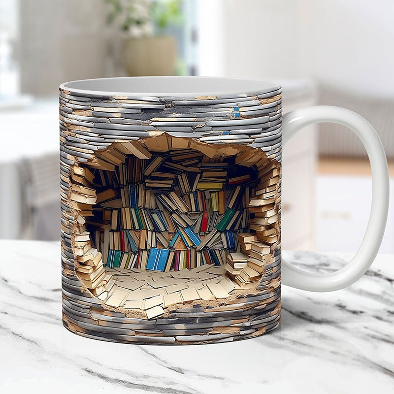 Blaudonau- 3D-Bücherregal-Tasse C