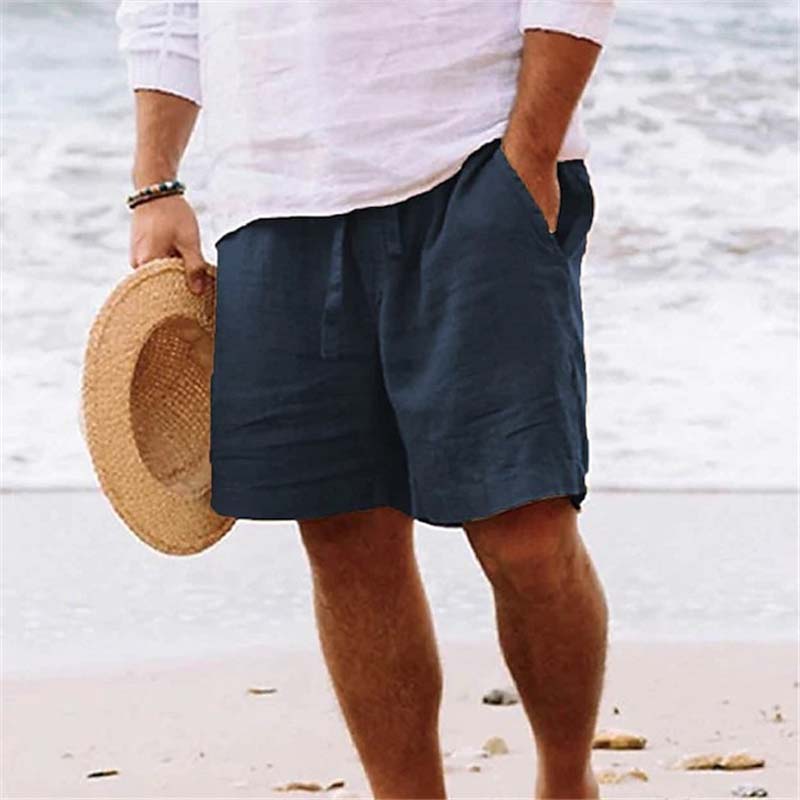 Blaudonau- Herren-Strandshorts aus Baumwoll Leinen