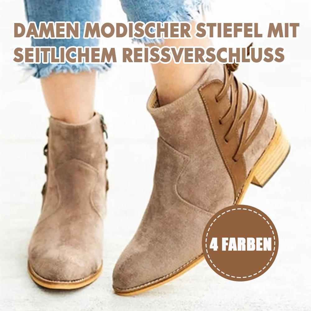 Blaudonau- Damen Modischer Stiefel mit Seitlichem Reißverschluss