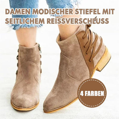 Blaudonau- Damen Modischer Stiefel mit Seitlichem Reißverschluss