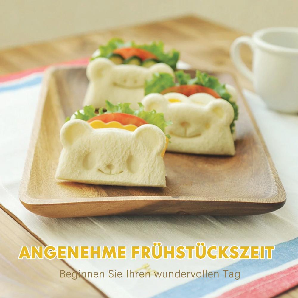 Blaudonau- Sandwich-Form, Bär, Panda und Frosch, glückliche Frühstückszeit