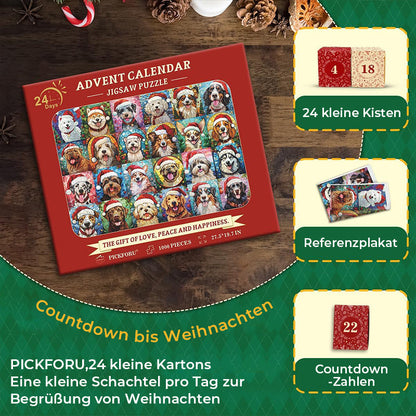 Blaudonau- Frohe Weihnachten Hunde Puzzle 1000 Teile