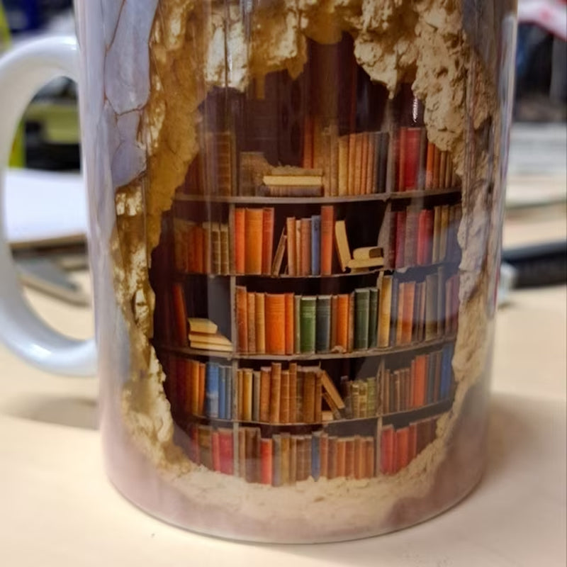 Blaudonau- 3D-Bücherregal-Tasse