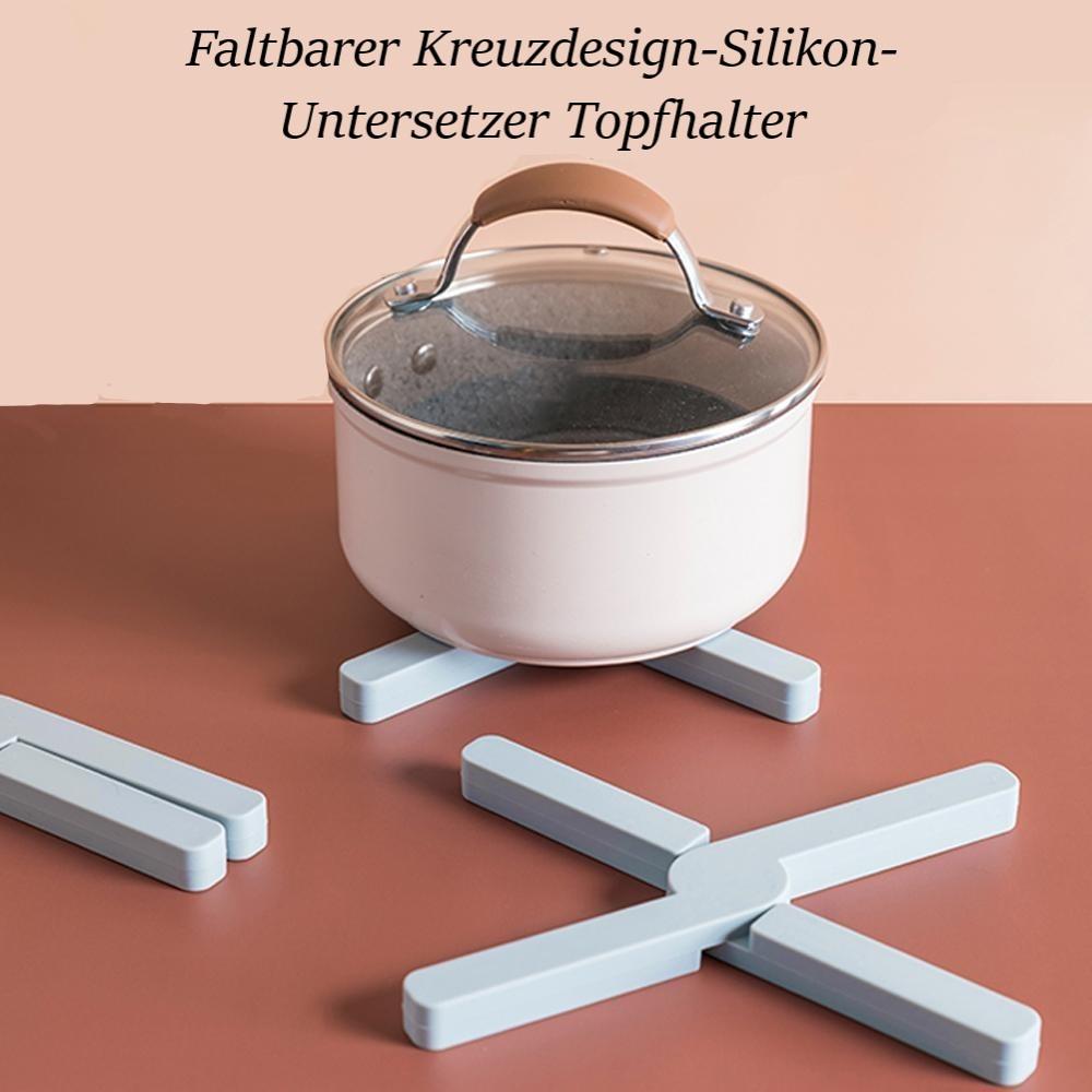 Blaudonau- Faltbarer Kreuzdesign-Silikon-Untersetzer Topfhalter