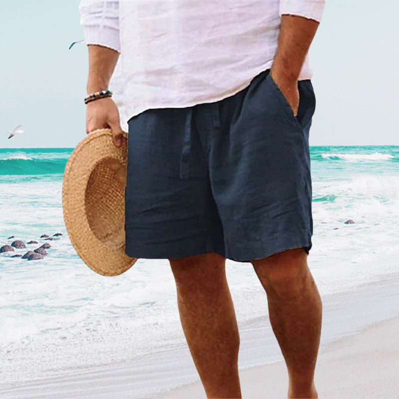 Blaudonau- Herren-Strandshorts aus Baumwoll Leinen